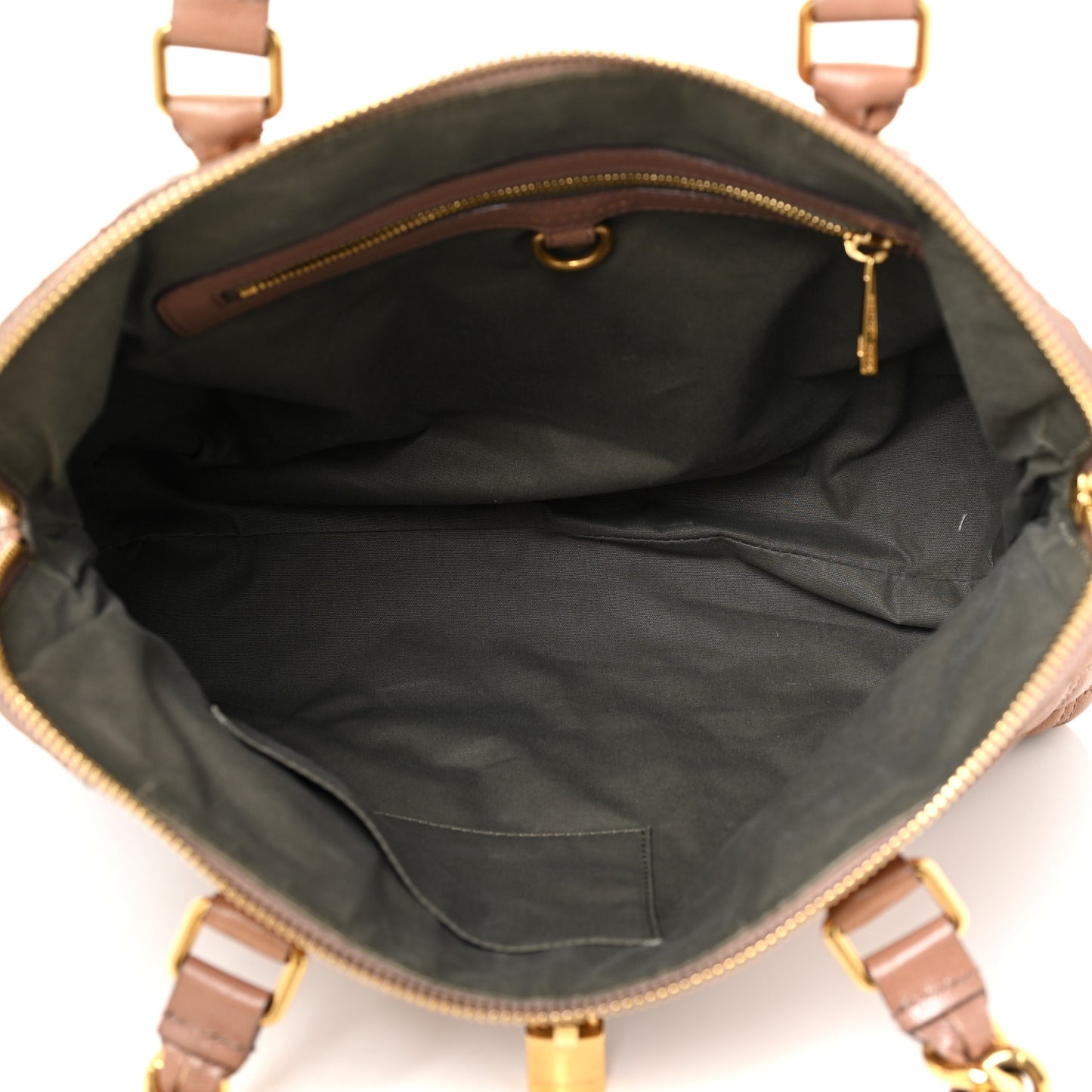 Calfskin Quilted Rio Satchel Tote Bag Brown