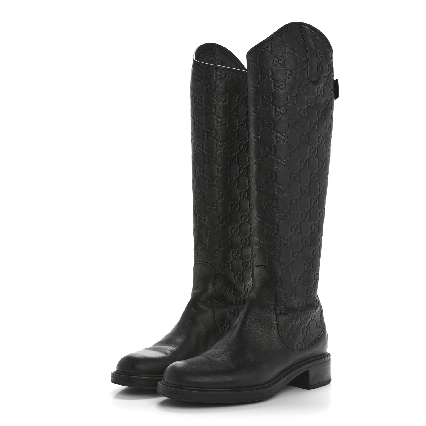 Guccissima Calfskin Miro Soft Knee High Riding Boots 35 Black