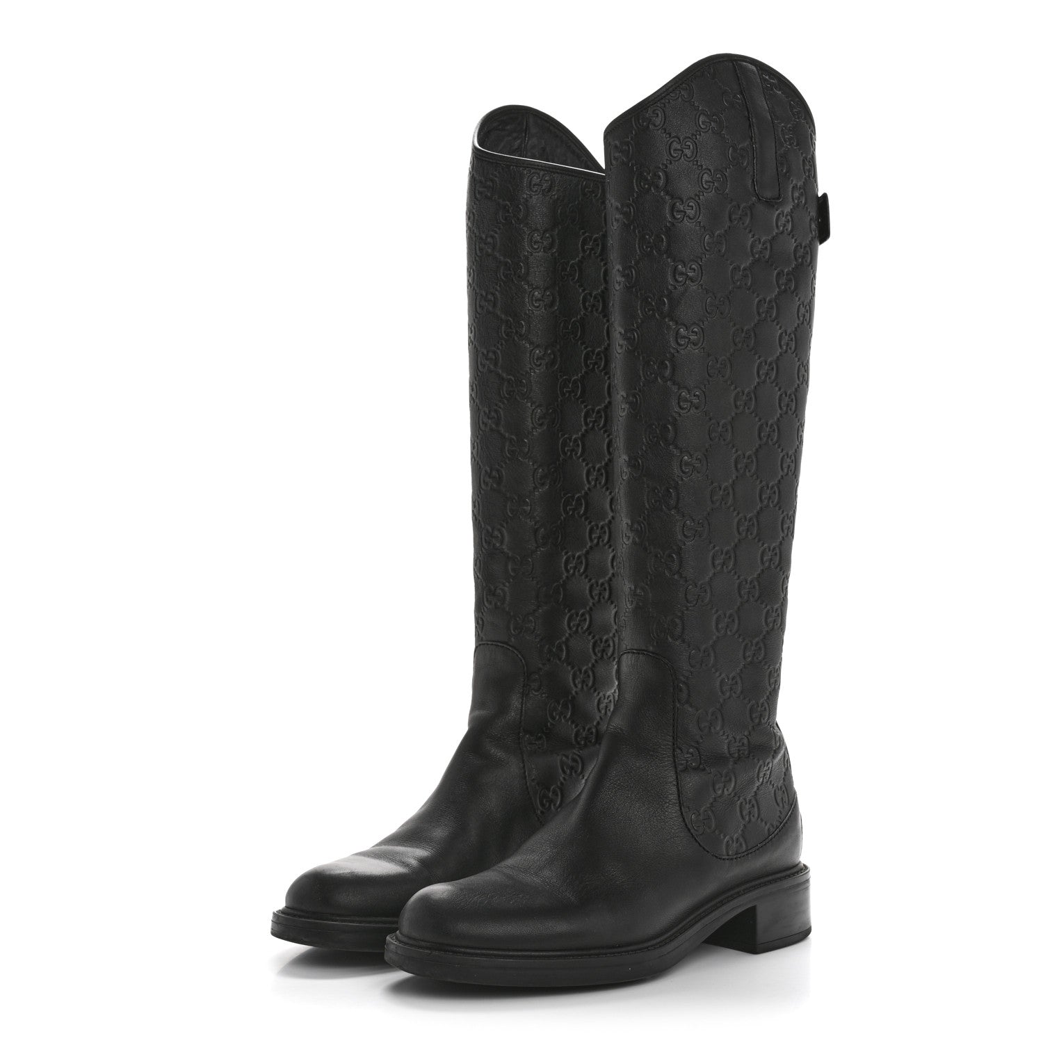 Gucci Guccissima Calfskin Miro Soft Knee High Riding Boots 35 Black 3 of 8