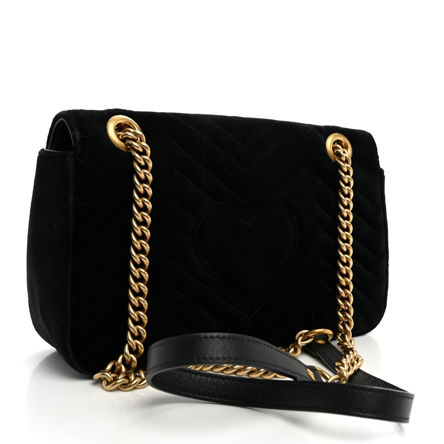 Gucci Velvet Matelasse Marquise Crystals Embroidered Small GG Marmont Shoulder Bag Black 2 of 9