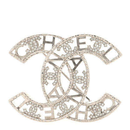 Chanel Crystal CC Brooch Silver 1 of 4