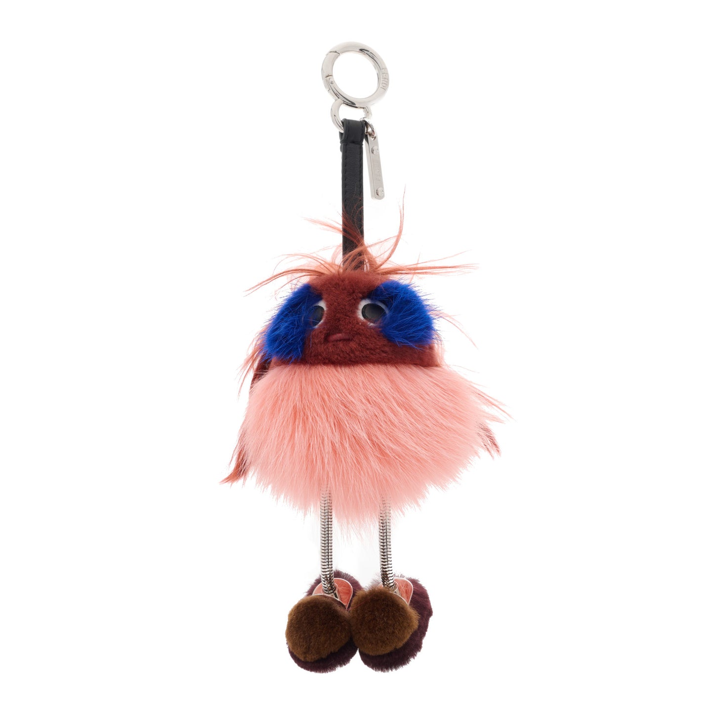 Mink Fox Fur Dad Wonders Bag Charm Peach Pink Rust