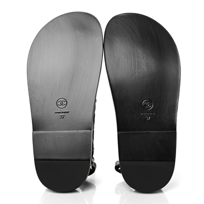 Chanel Grained Calfskin Velcro Dad Sandals 37 Black 5 of 9