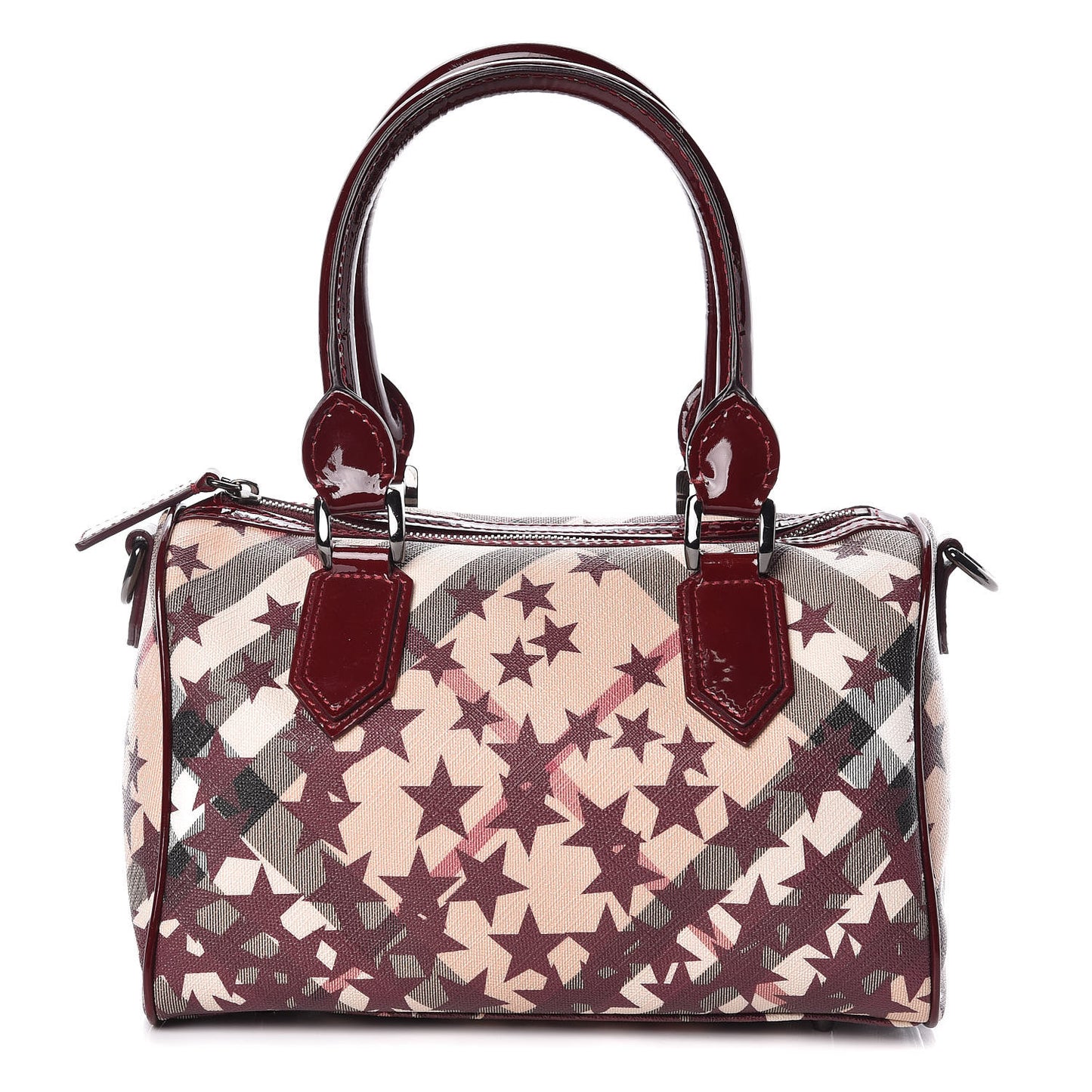 Patent Supernova Check Stars Small Chester Bowling Bag Berry Red