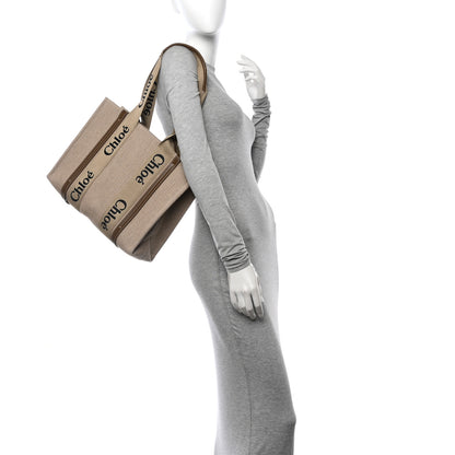 Chloe Linen Calfskin Medium Woody Ribbon Tote Bronze Brown 2 of 11
