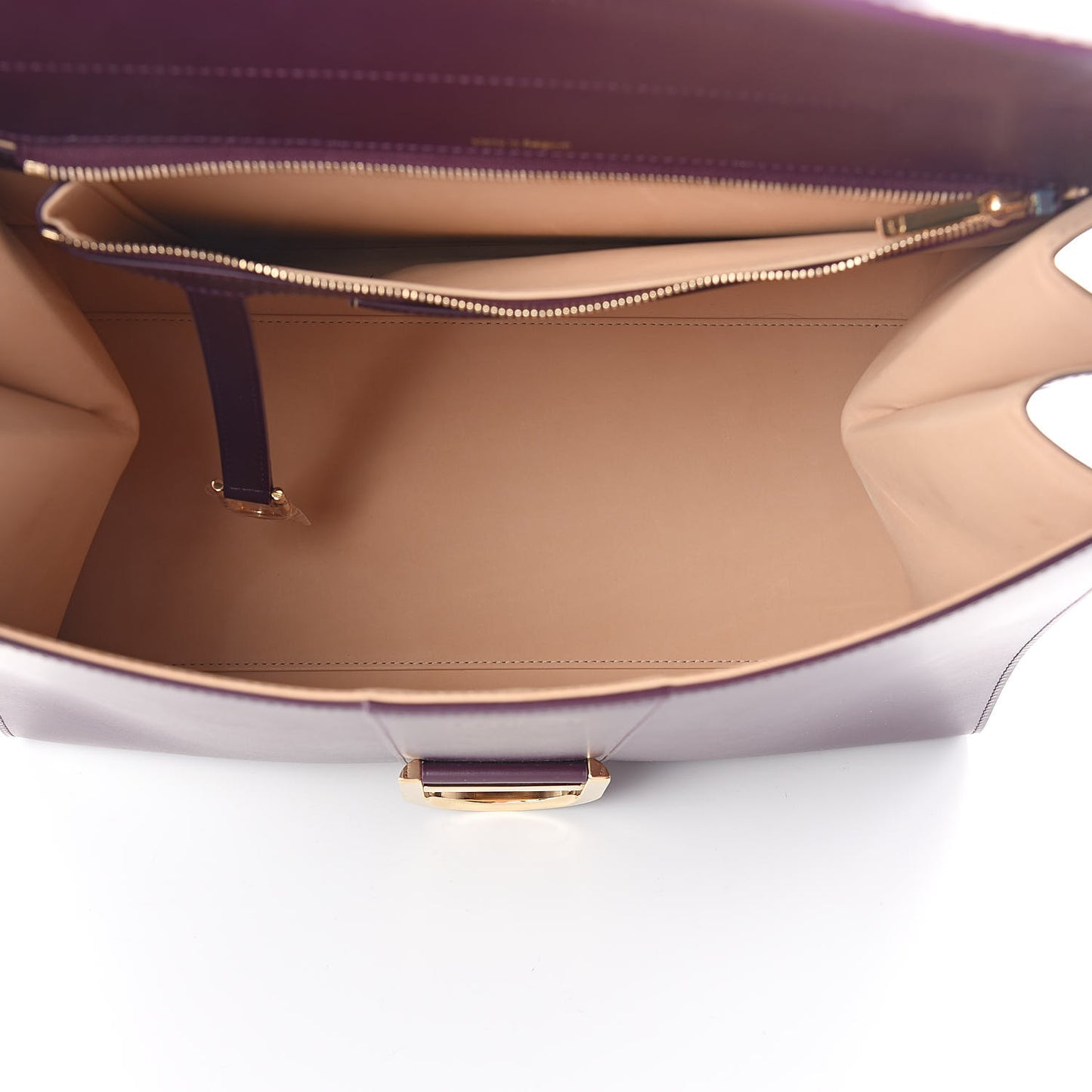 Box Calfskin Vernis GM Brillant Biface Satchel Prune