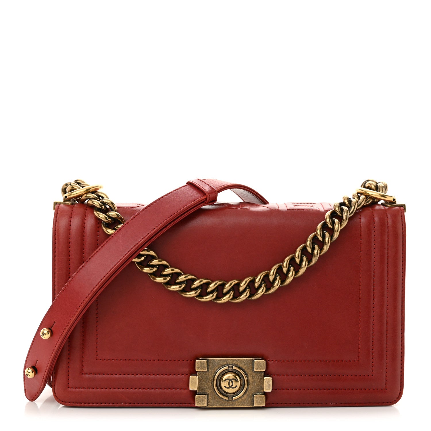 Chanel Glazed Calfskin Medium Boy Flap Red 1 of 13