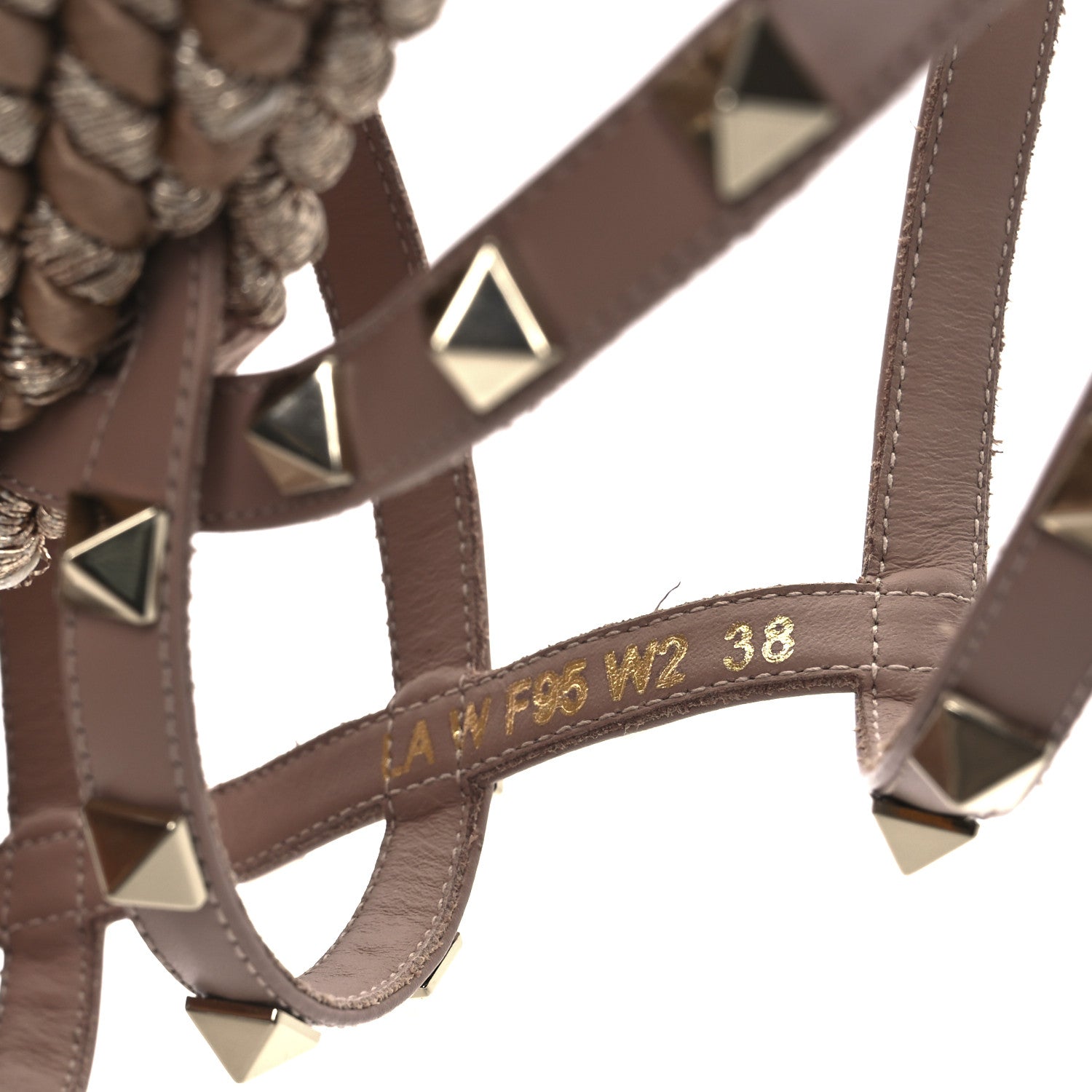 Valentino Garavani Calfskin Rockstud Ankle Strap Torchon Espadrille Caged 25/95mm Wedge Sandals 38 Rose Canelle 10 of 13