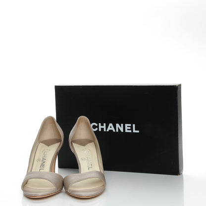 Chanel Metallic Calfskin CC Peep Toe Pumps 39 Champagne 9 of 9