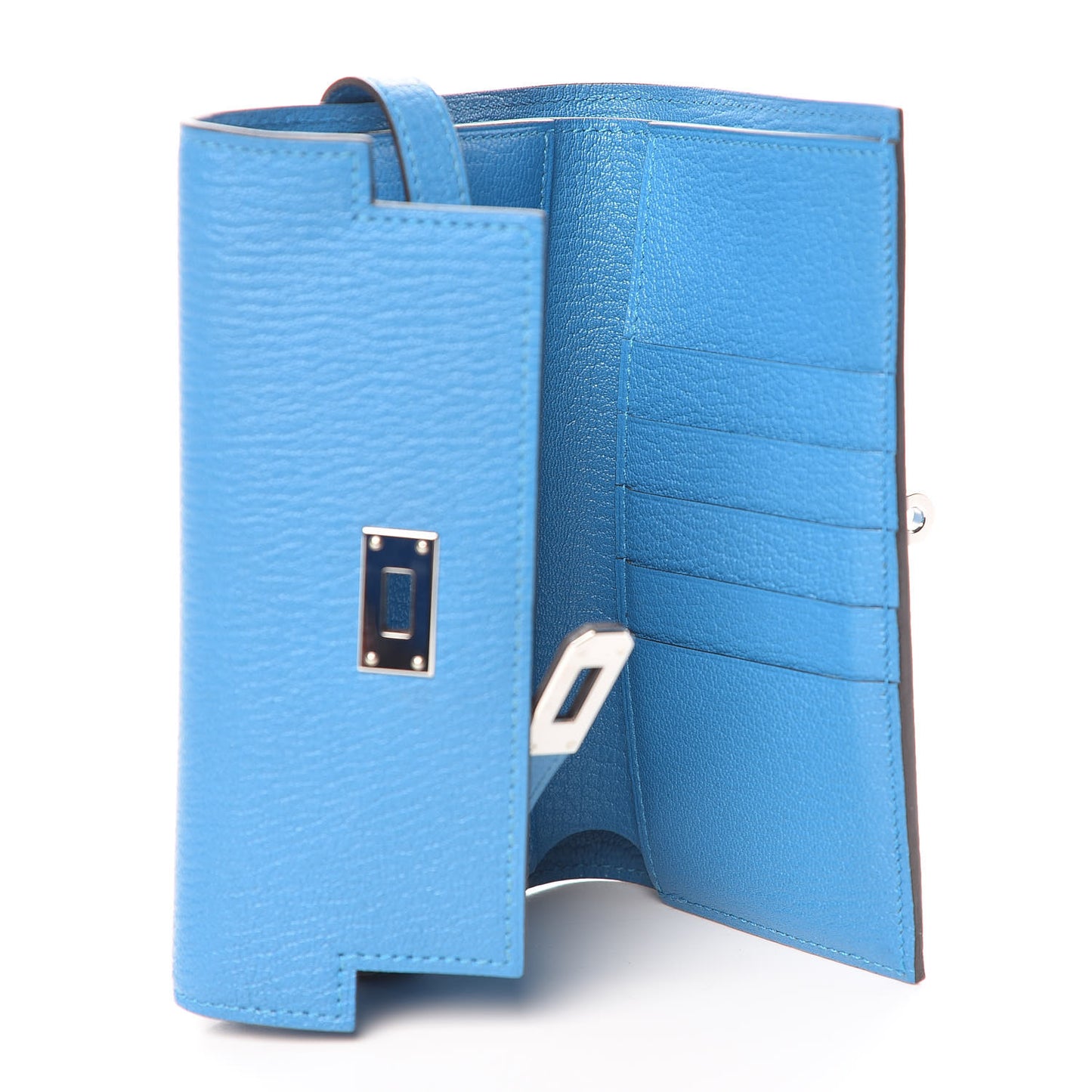 Chevre Mysore Medium Kelly Wallet Bleu Zanzibar