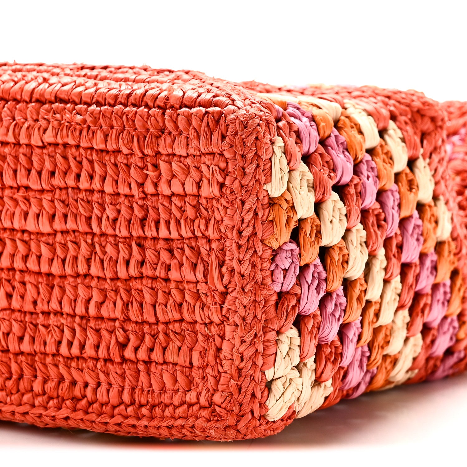 Loewe Raffia Crochet Calfskin Paula's Ibiza Mini Puzzle Edge Bag Bright Orange Pink 9 of 9