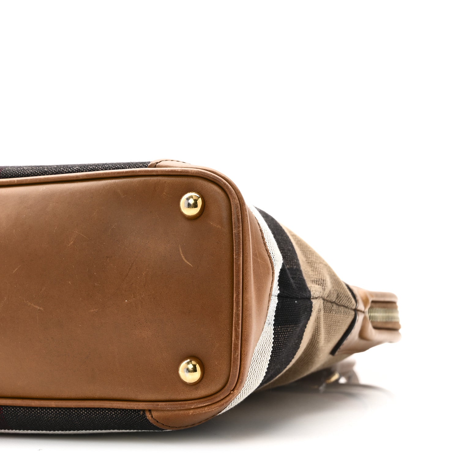 Burberry Canvas Mega Check Calfskin Medium Bloomsbury Saddle Brown