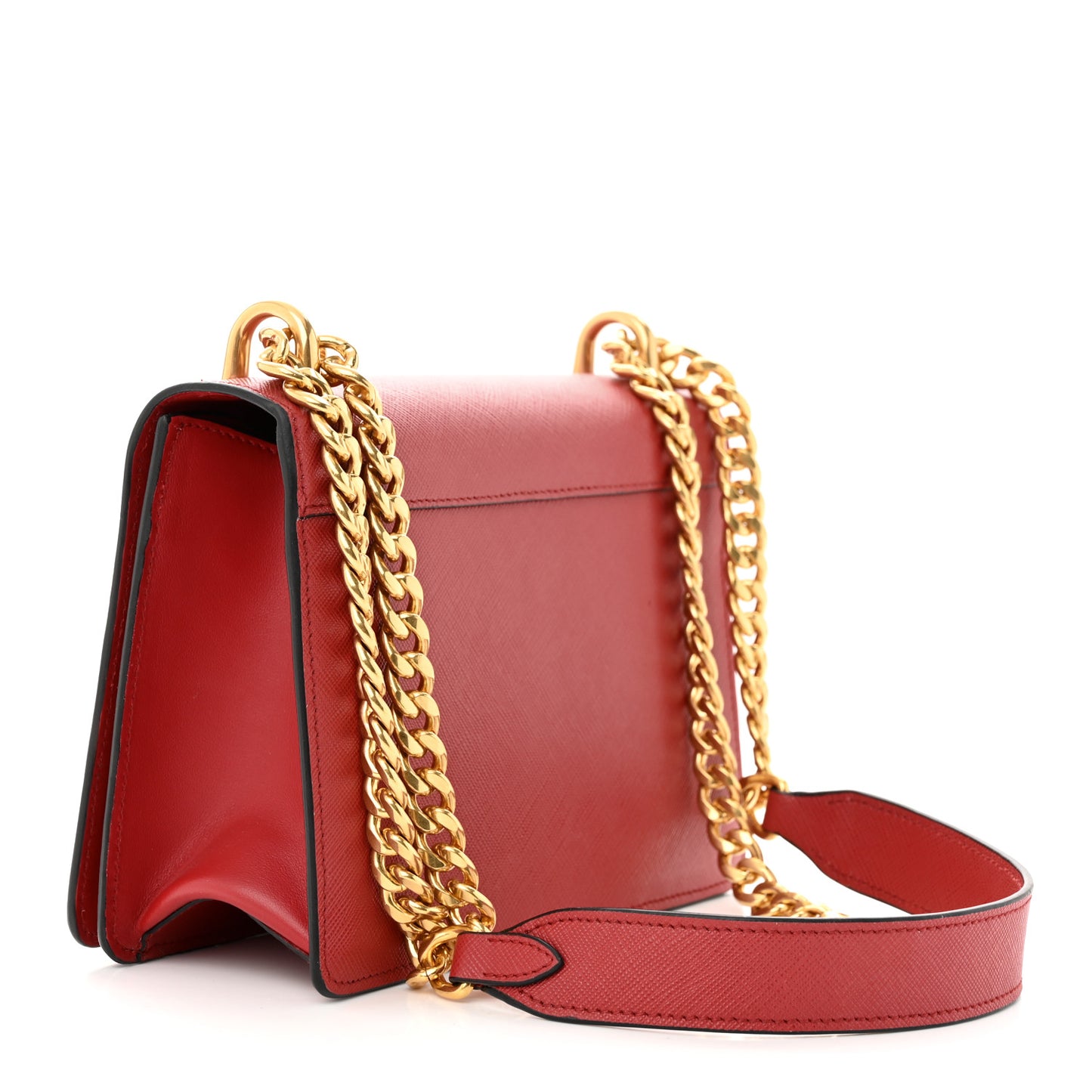 Saffiano Chain Shoulder Bag Fuoco