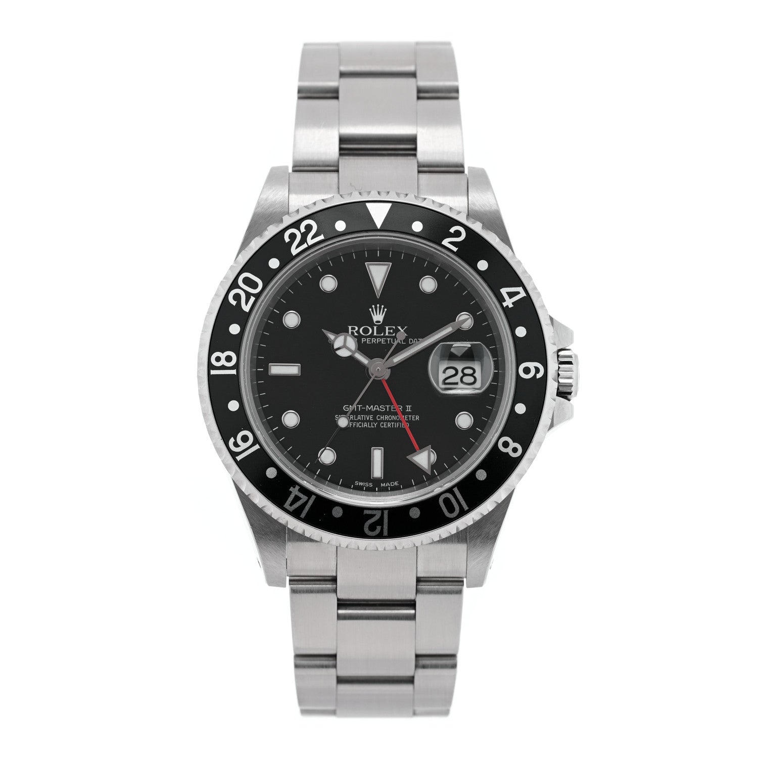 Rolex Stainless Steel 40mm Oyster Perpetual Date GMT Master II Watch Black 16710 1 of 5