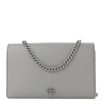 Gucci Dollar Calfskin Enamel Monochrome Mini GG Marmont Chain Wallet Deep Grey 1 of 10