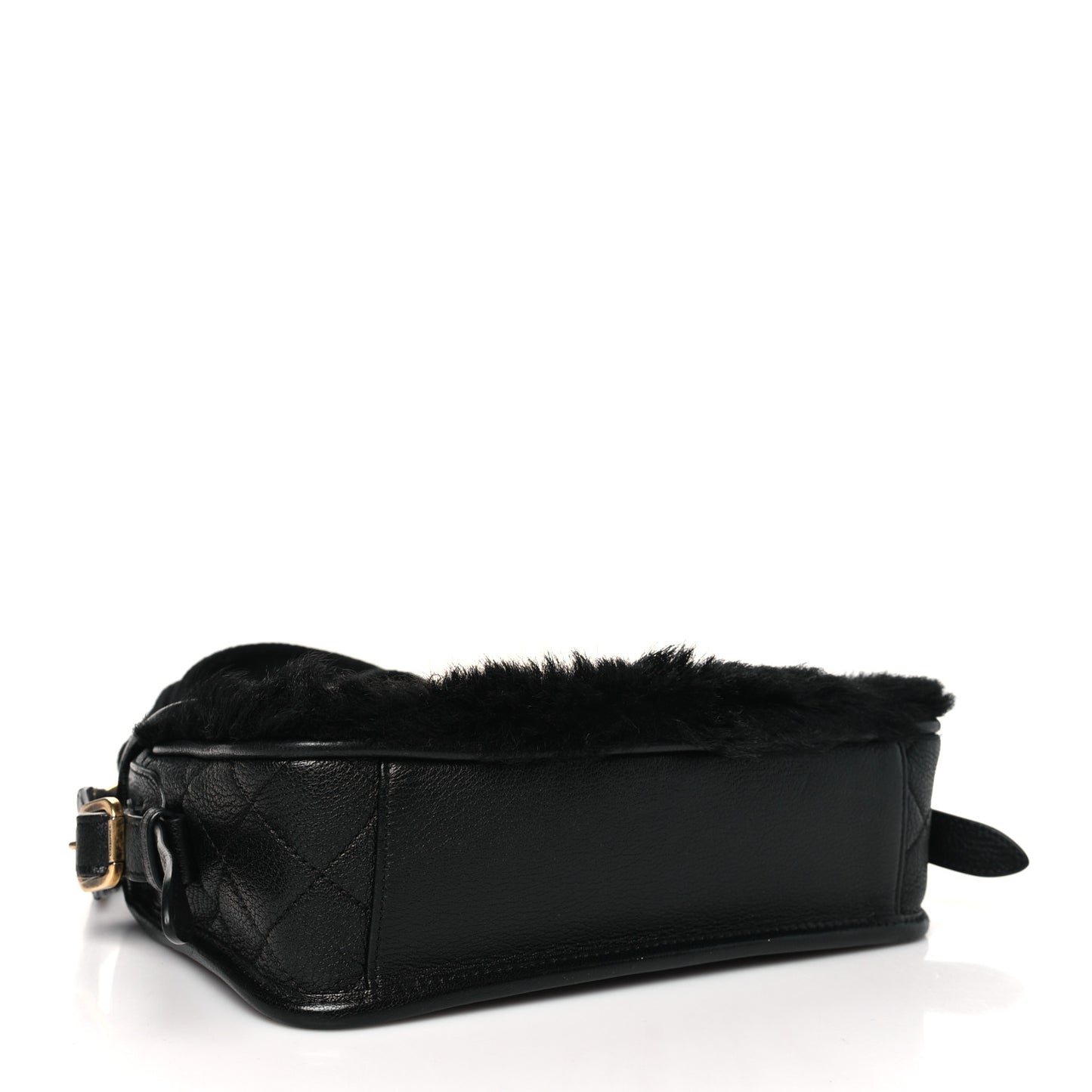 Goatskin Fur Paris Dallas Messenger Bag  Black