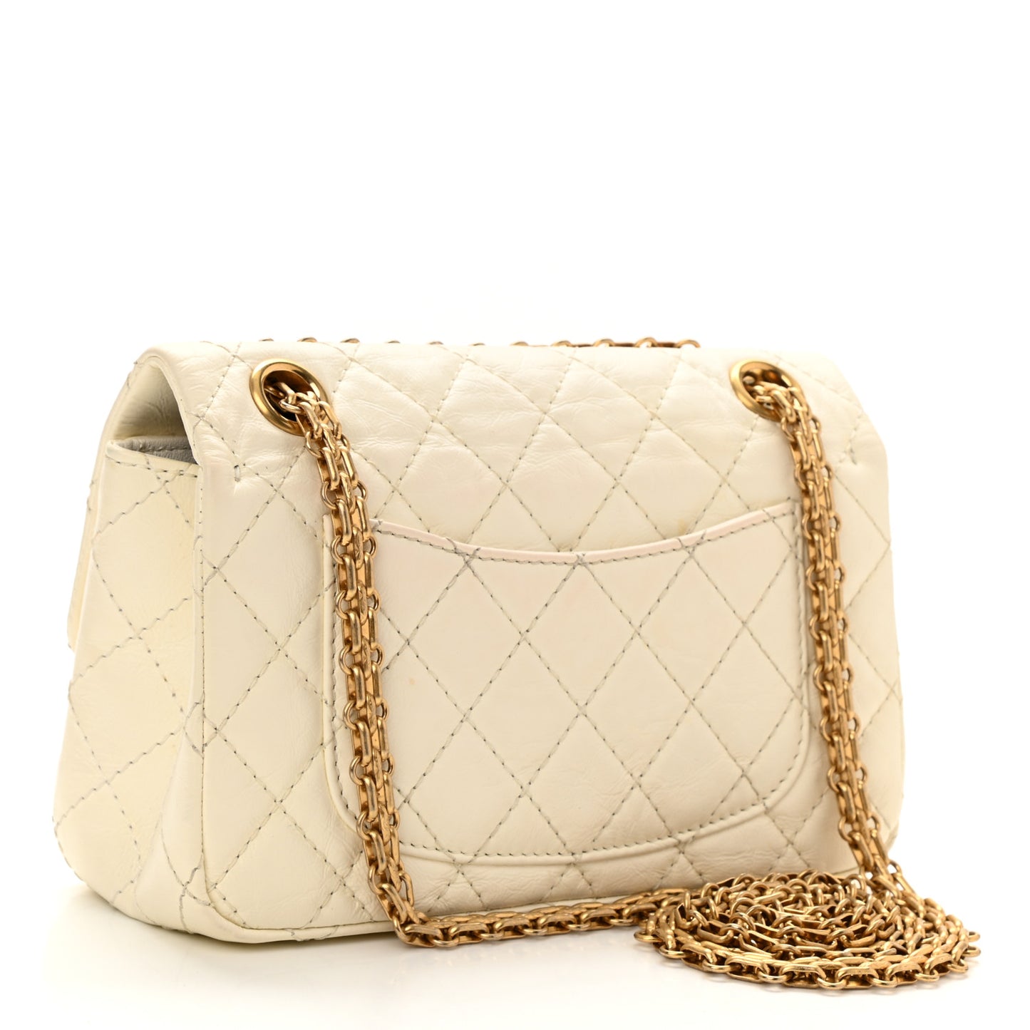 Aged Calfskin Quilted 2.55 Reissue Mini Flap White
