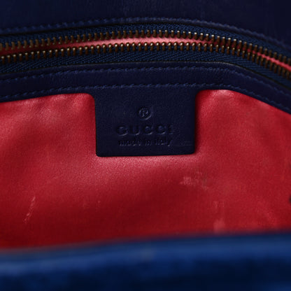 Gucci Velvet Matelasse Medium GG Marmont Shoulder Bag Cobalt Blue 6 of 14