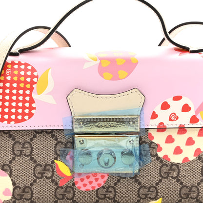 Gucci GG Supreme Monogram Les Pommes Mini Padlock Top Handle Shoulder Bag Beige Ebony Multicolor Cotton Candy Pink 8 of 11