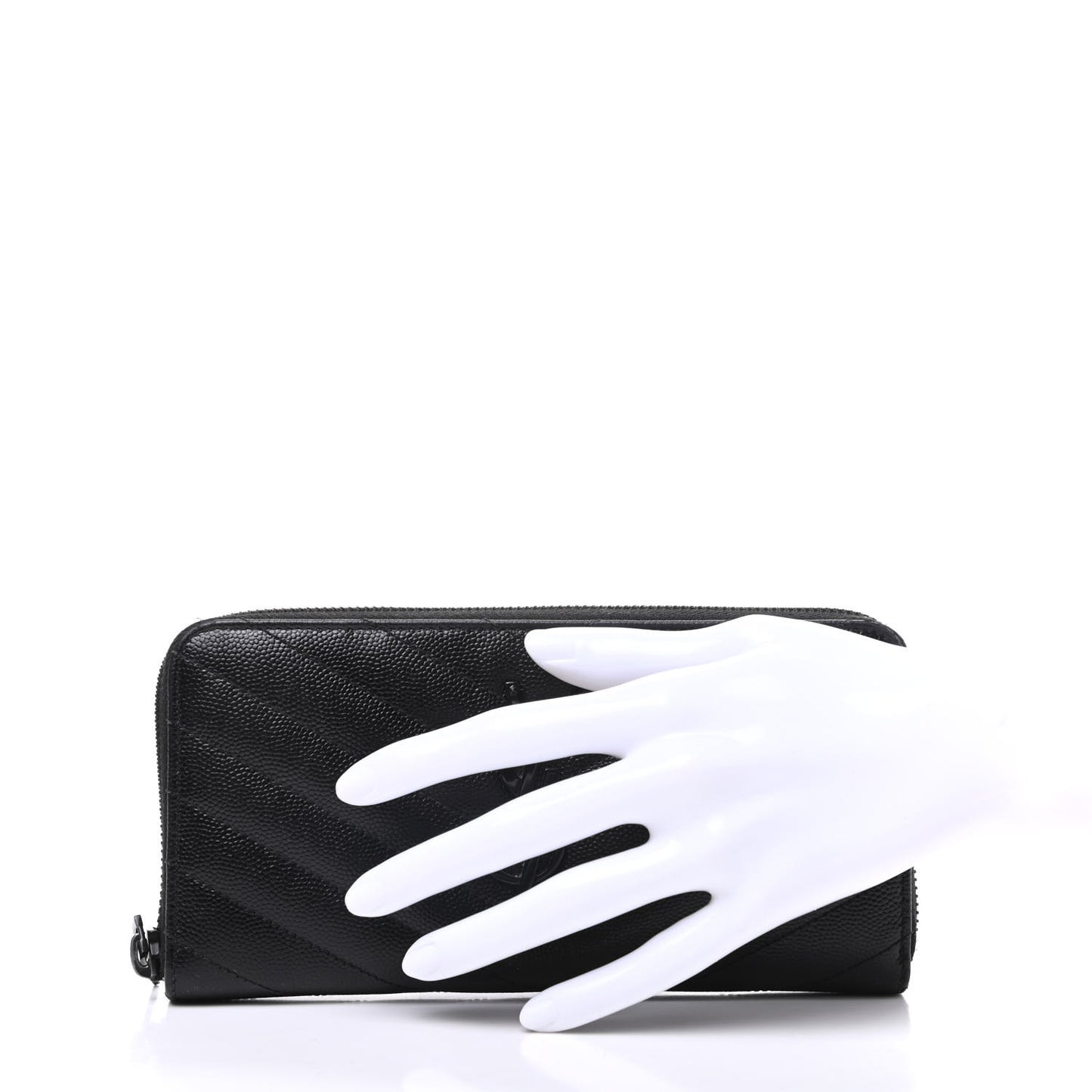 Grain De Poudre Matelasse Chevron Monogram Zip Around Wallet Black