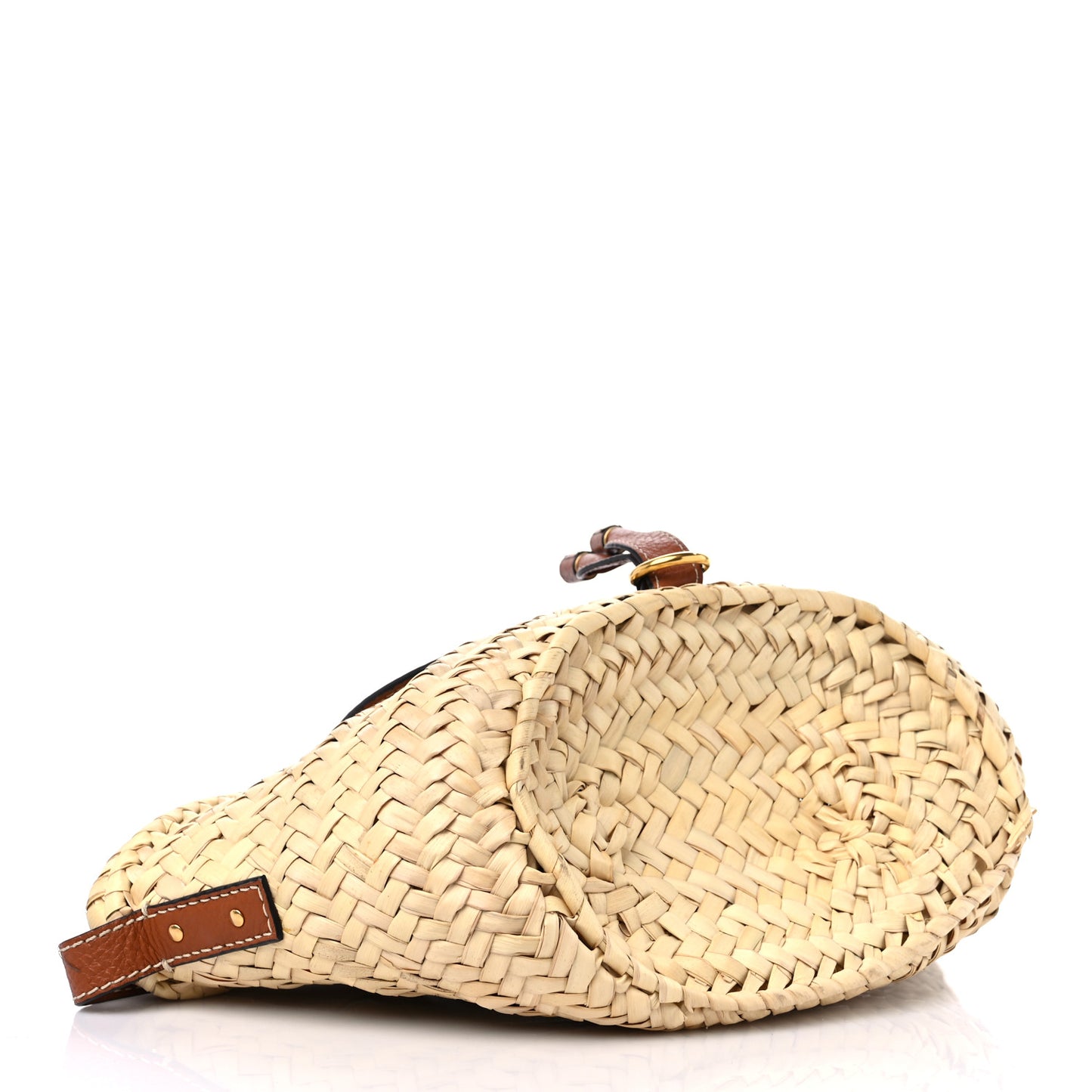 Raffia Small Grain Calfskin Medium Marcie Basket Tan