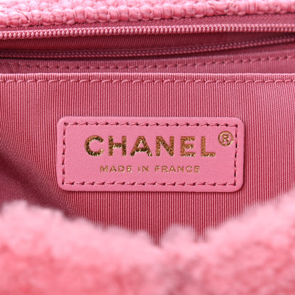 Chanel Shearling Sheepskin Tweed Quilted Single Flap Pink 6 of 11