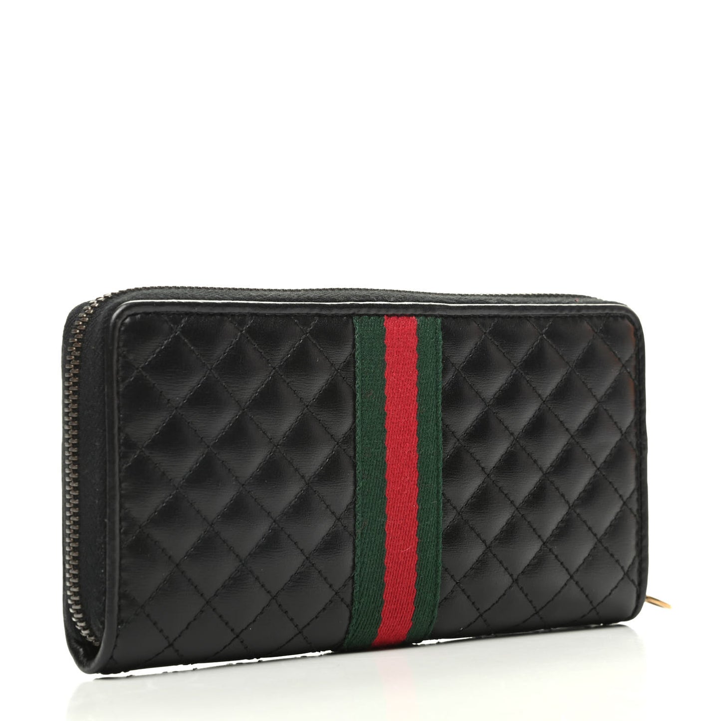 Calfskin Web Trapuntata GG Zip Around Wallet Black