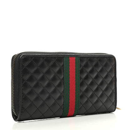 Gucci Calfskin Web Trapuntata GG Zip Around Wallet Black 3 of 9