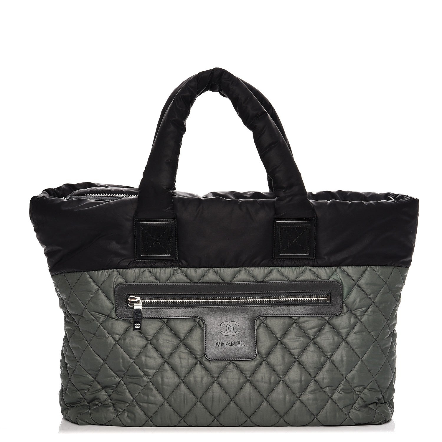 Chanel Nylon Quilted Large Coco Cocoon Tote Black Green 1 of 7