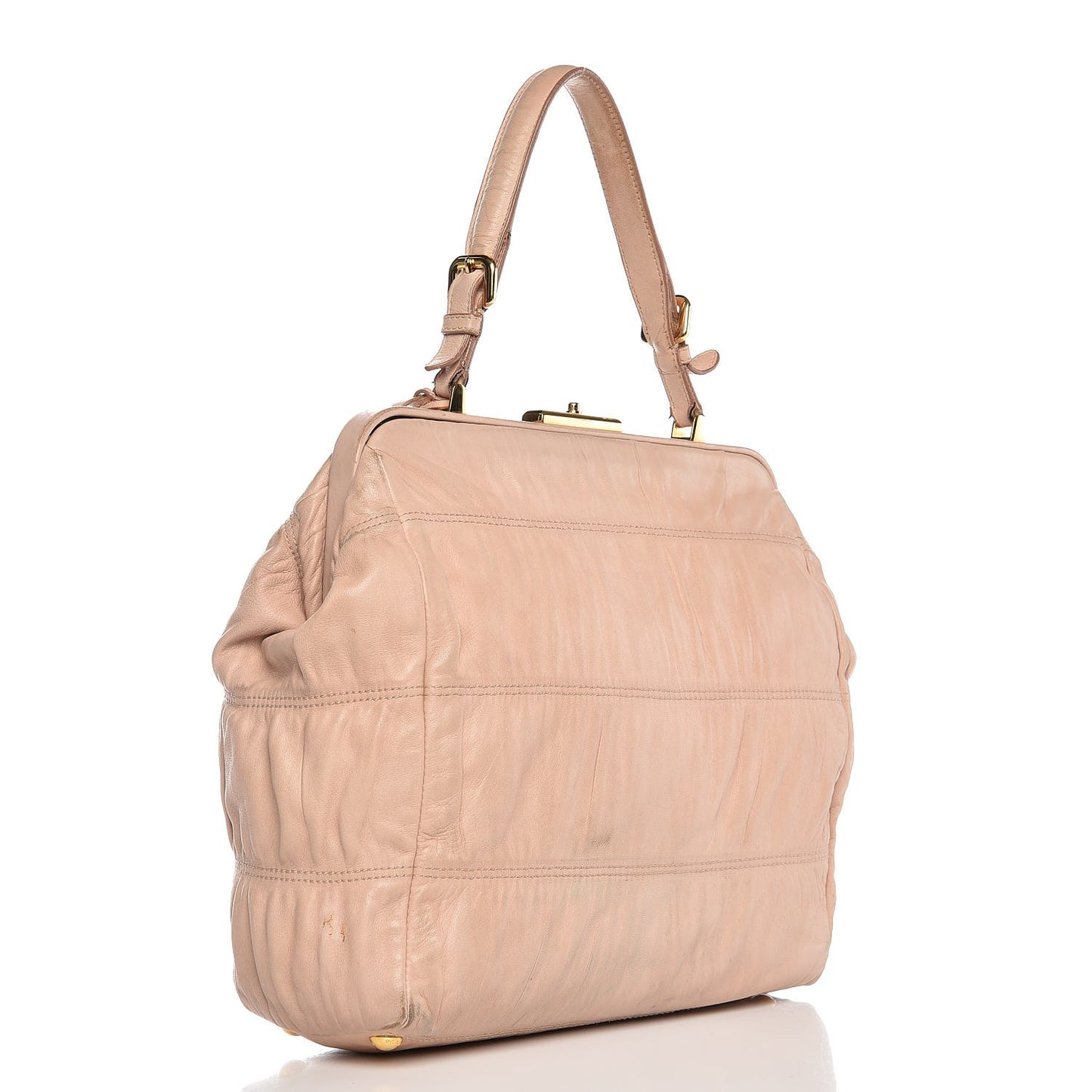 Nappa Dressy Gaufre Framed Tote Cipria