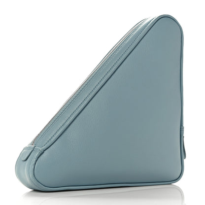Balenciaga Shiny Day Calfskin Logo M Triangle Pouch Grey Blue White 3 of 11