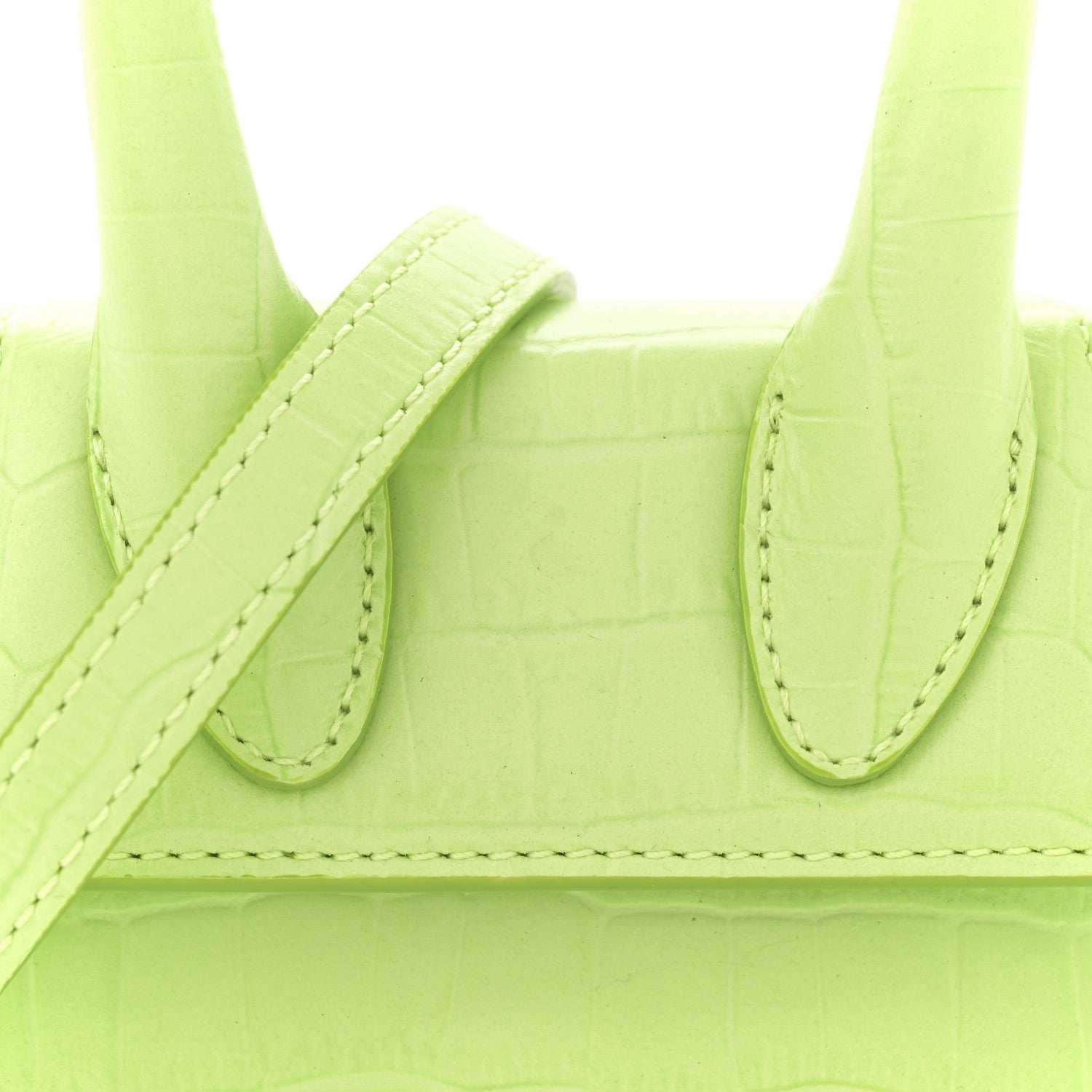 Jacquemus Calfskin Crocodile Embossed Le Chiquito Light Green 7 of 9