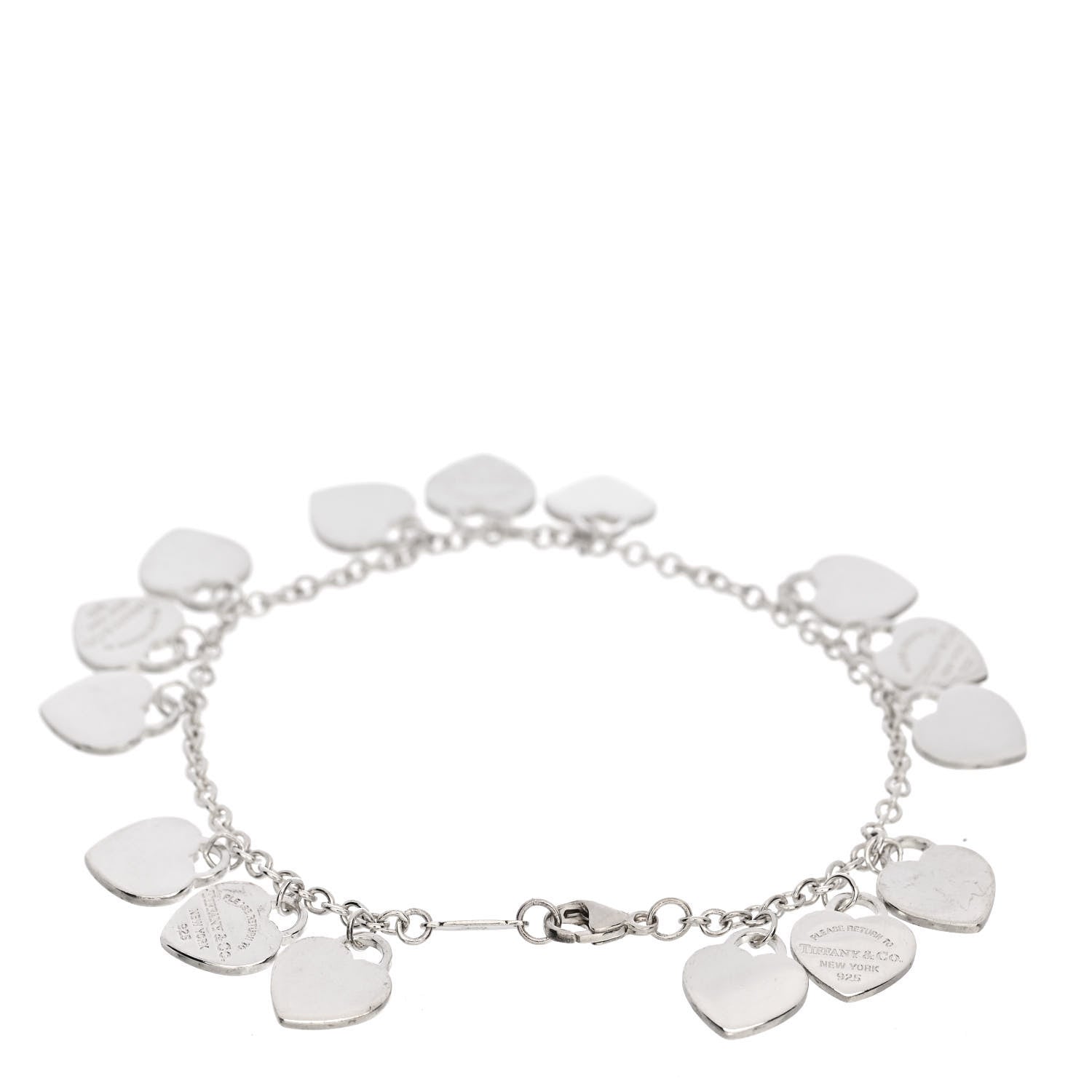 Tiffany Sterling Silver Mini Return to Tiffany Multi Heart Charm Bracelet 2 of 3