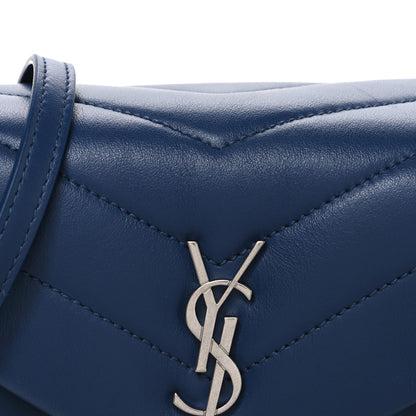 Saint Laurent Calfskin Y Quilted Monogram Toy Loulou Crossbody Bag Denim 8 of 10