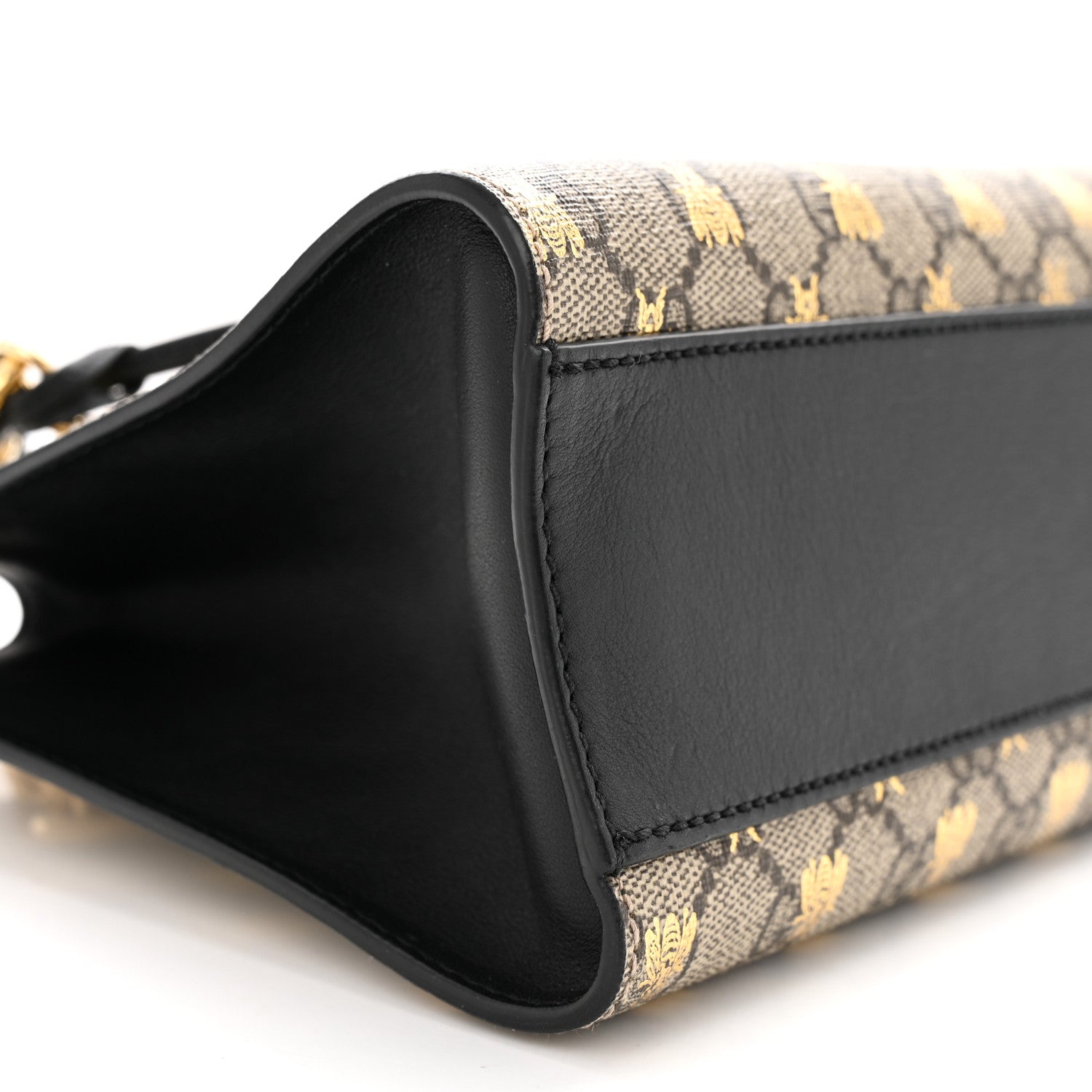 Gucci GG Supreme Monogram Bees Small Padlock Tote Beige Oro Black 9 of 10