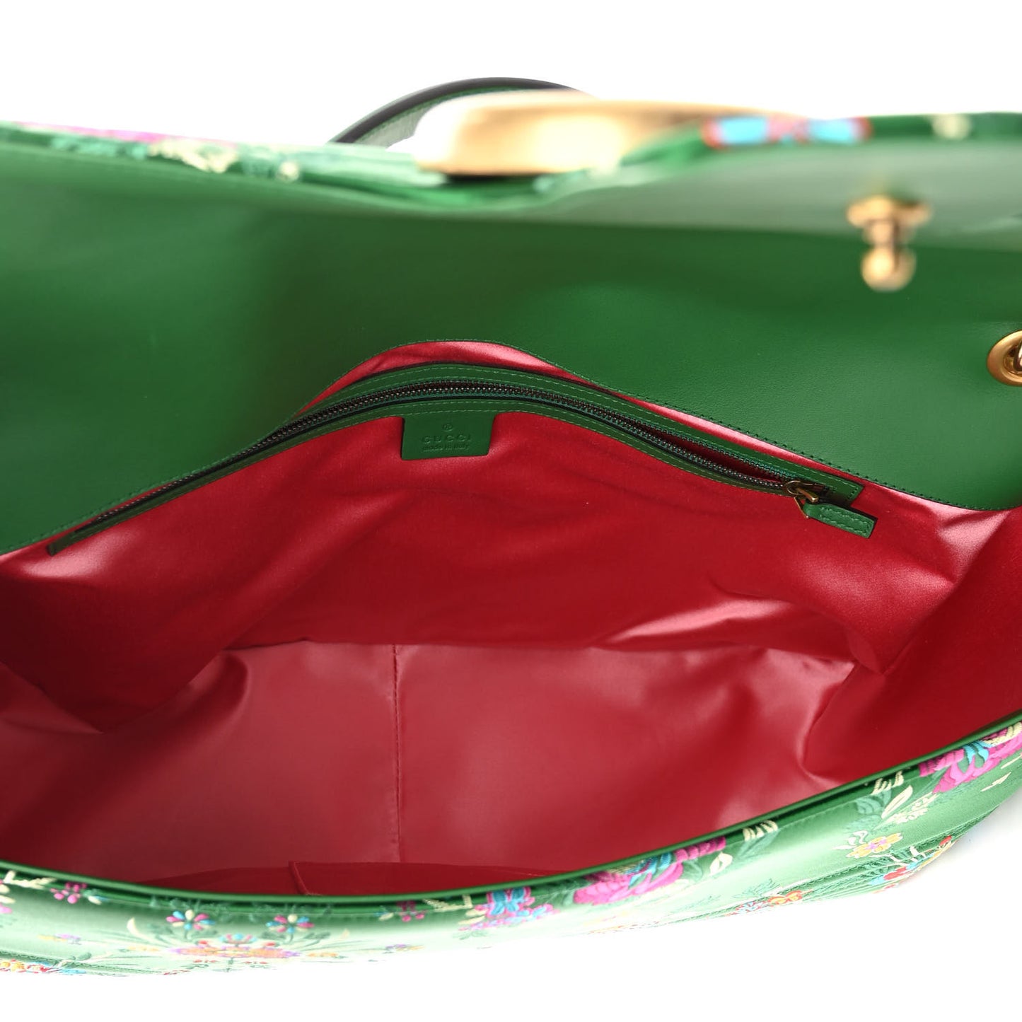 Jacquard Matelasse Floral Maxi GG Marmont Top Handle Shoulder Bag Green Multicolor