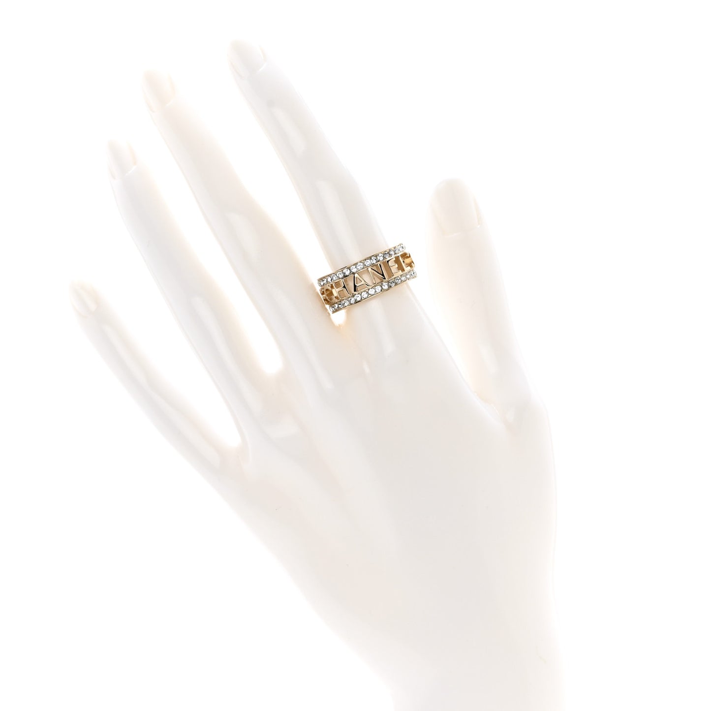 Metal Crystal Bow-tiful CC Logo Ring 52/6 Gold