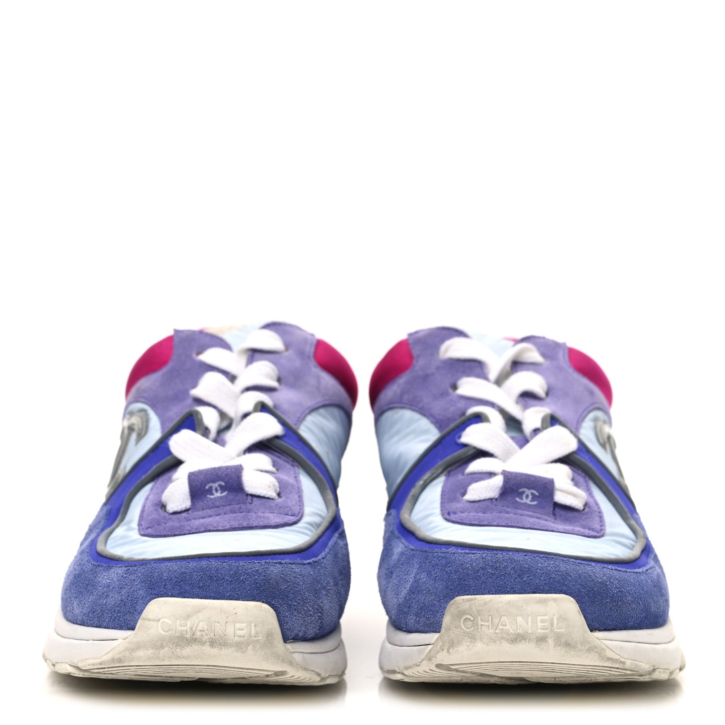Nylon Calfskin Suede CC Womens Sneakers 39.5 Light Blue