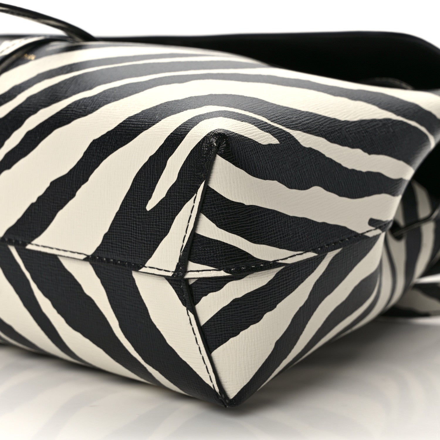 Mansur Gavriel Saffiano Zebra Print Mini Lady Bag Black White 9 of 12