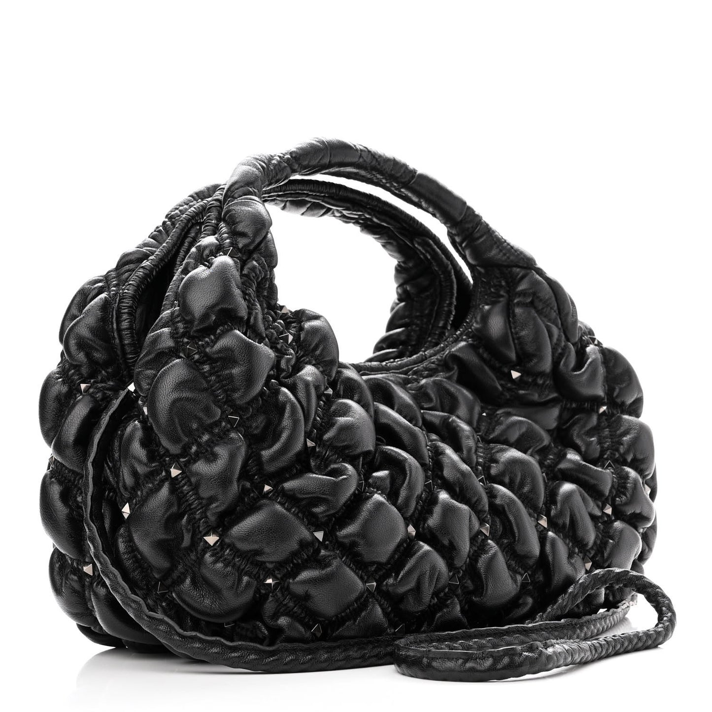 Nappa Small Spikeme Hobo Bag Black