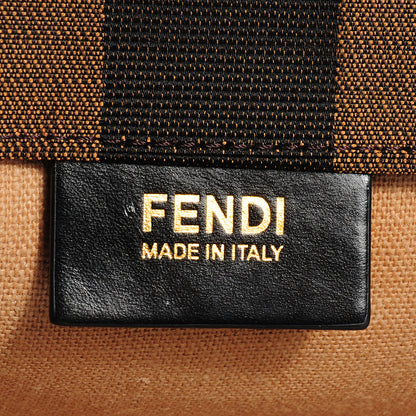Fendi Canvas Pequin Small Shopping Tote Tobacco 9 of 12