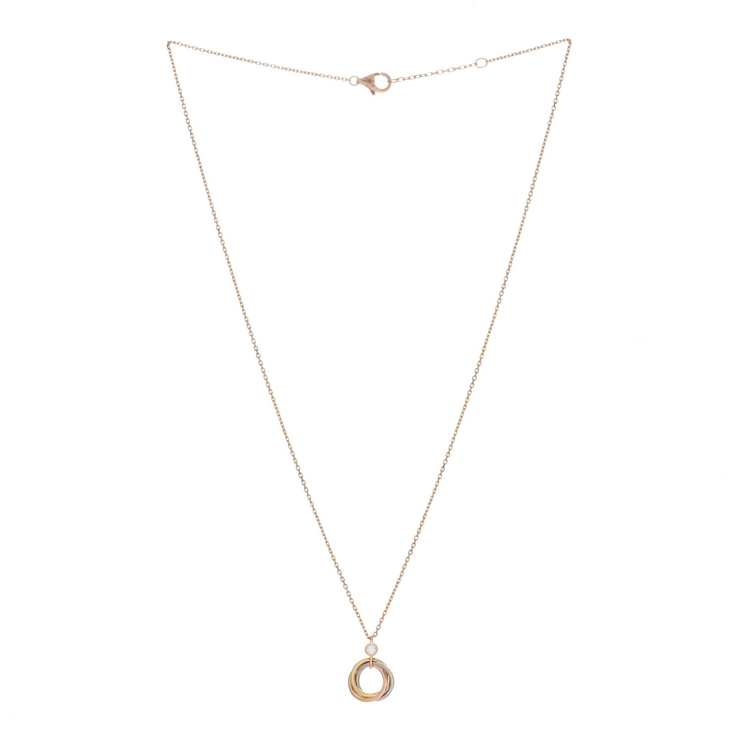 Cartier 18K Pink Yellow White Gold Diamond Trinity Pendant Necklace 2 of 4