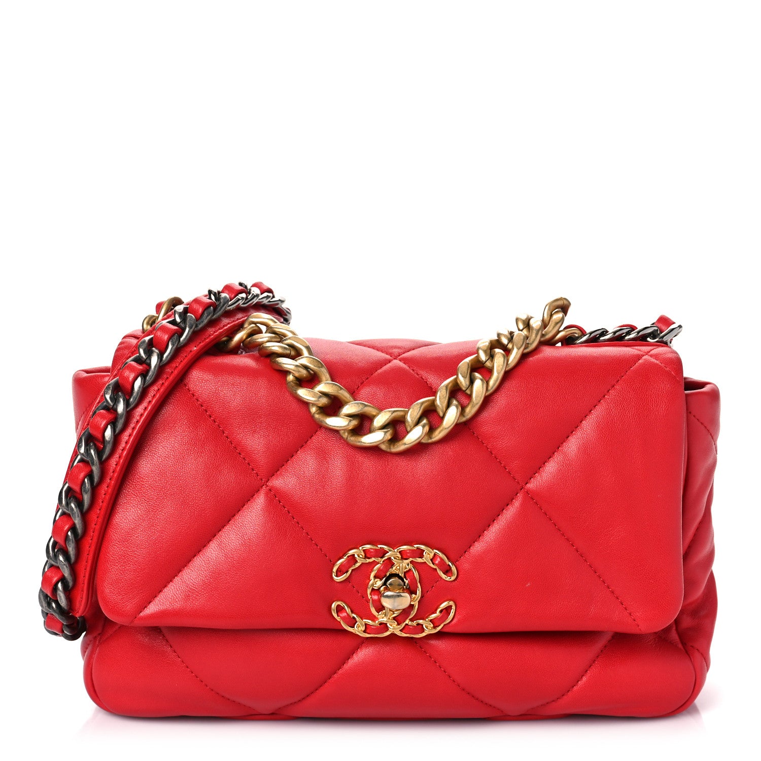Chanel Goatskin Quilted Medium Chanel 19 Flap Red 1 of 10