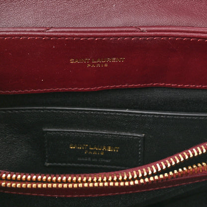 Saint Laurent Calfskin Y Quilted Monogram Small Loulou Chain Satchel Dark Legion Red 6 of 8
