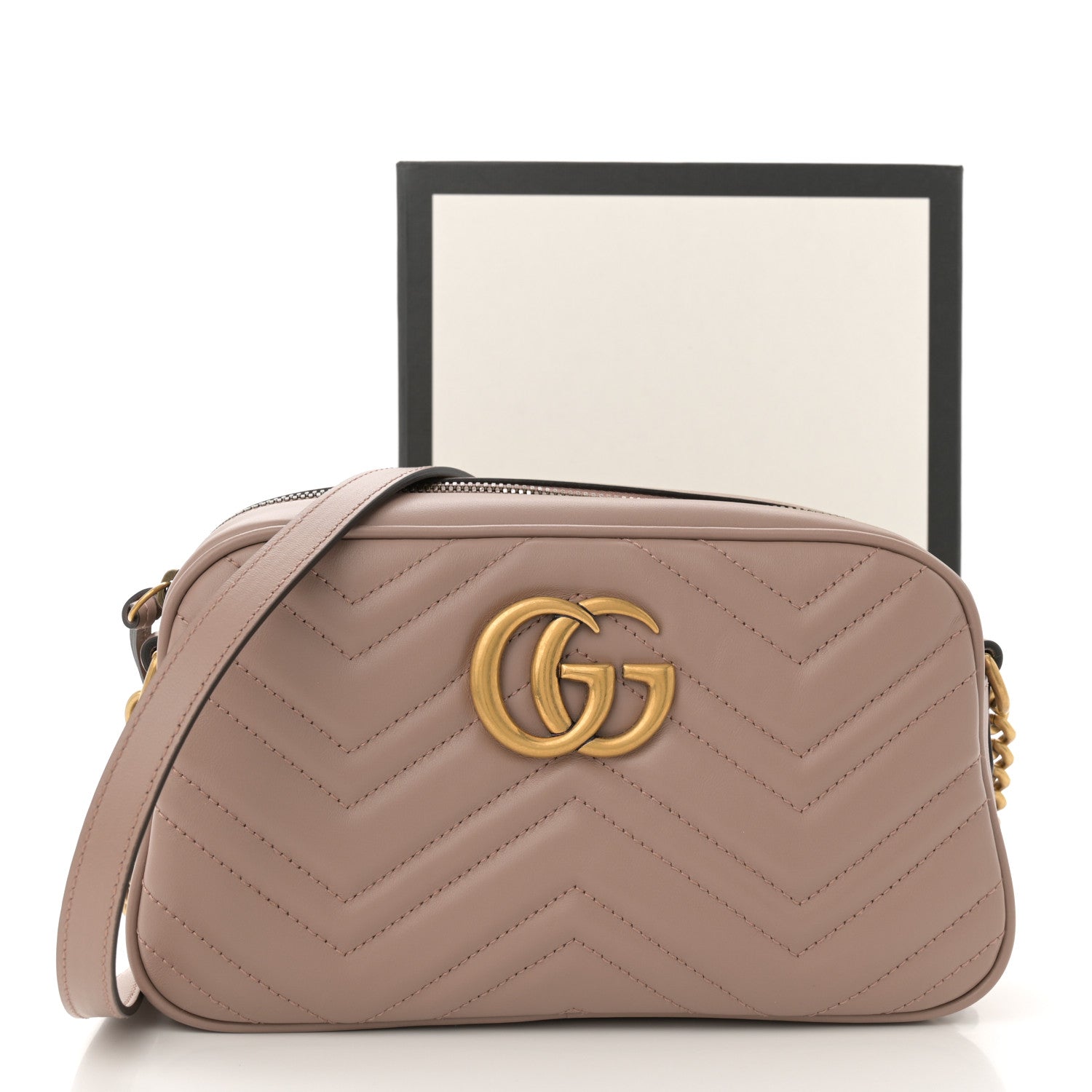 Gucci Calfskin Matelasse Small GG Marmont Chain Shoulder Bag Porcelain Rose 11 of 11