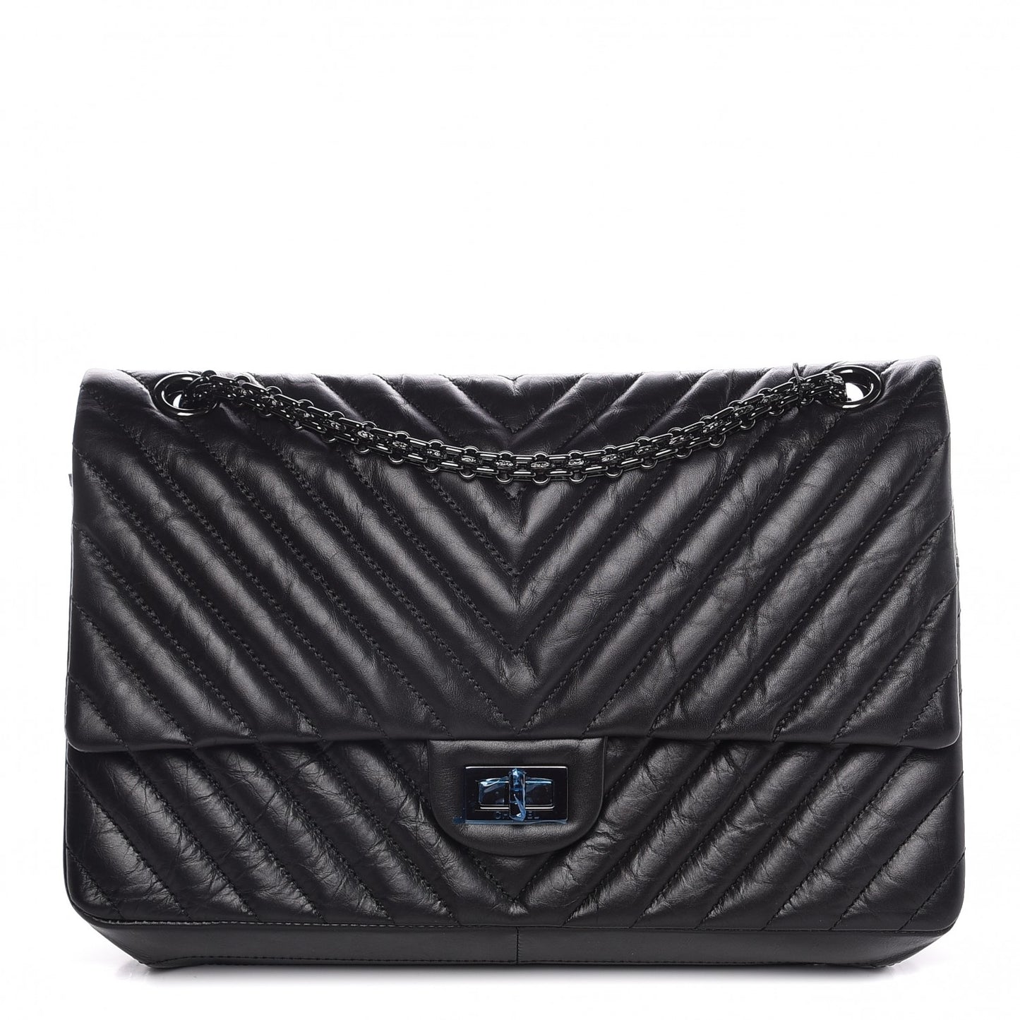 Aged Calfskin Chevron Quilted 2.55 Reissue 226 So Black