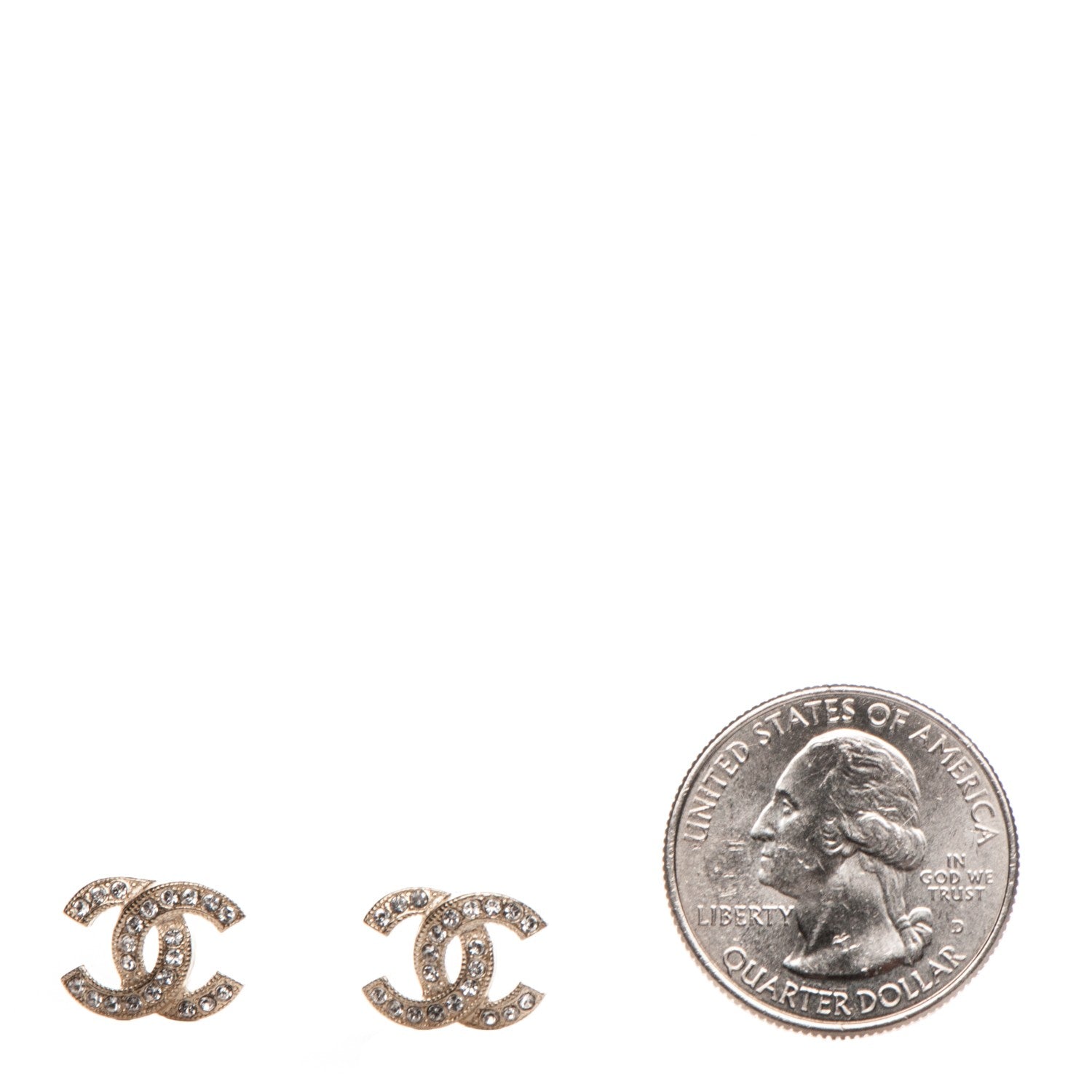 Chanel Crystal CC Earrings Gold 2 of 6