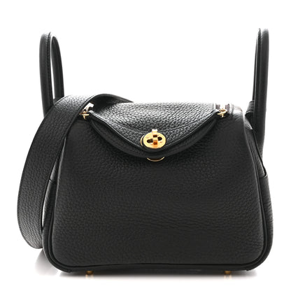 Hermes Taurillon Clemence Mini Lindy 20 Black 1 of 11