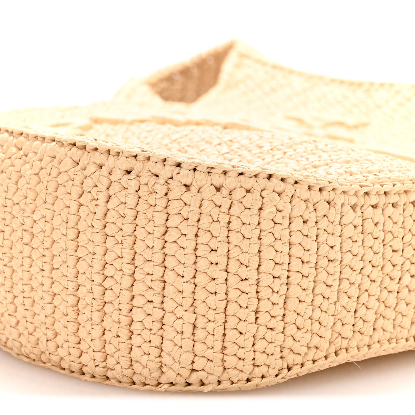Yarn Raffia Effect Crochet Embroidered Logo Hobo Naturale