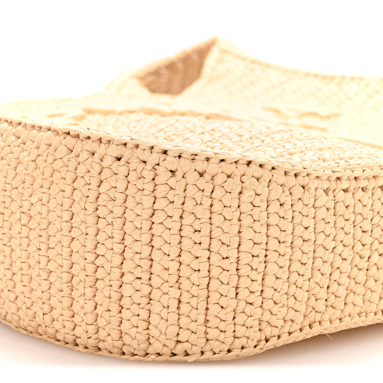 Prada Yarn Raffia Effect Crochet Embroidered Logo Hobo Naturale 9 of 10